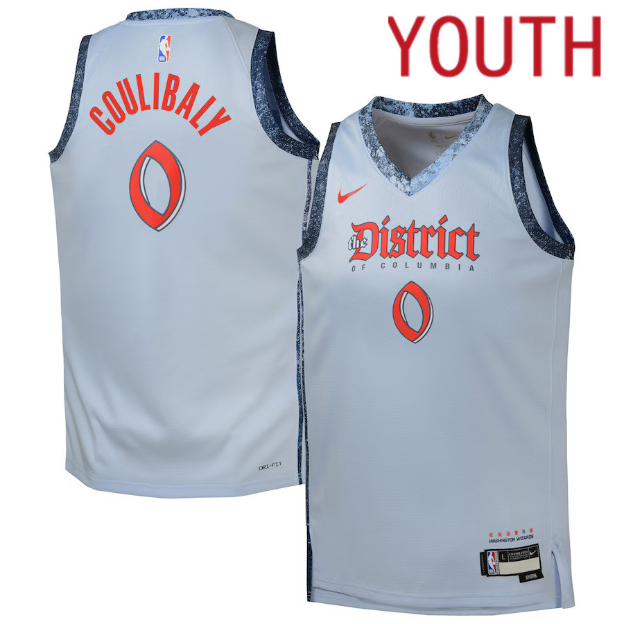 Youth Washington Wizards #0 Bilal Coulibaly Nike Light Blue City Edition 2024-25 Swingman Player NBA Jersey